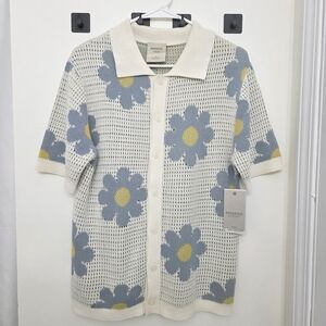 Men's Cream Floral Polo Shirt